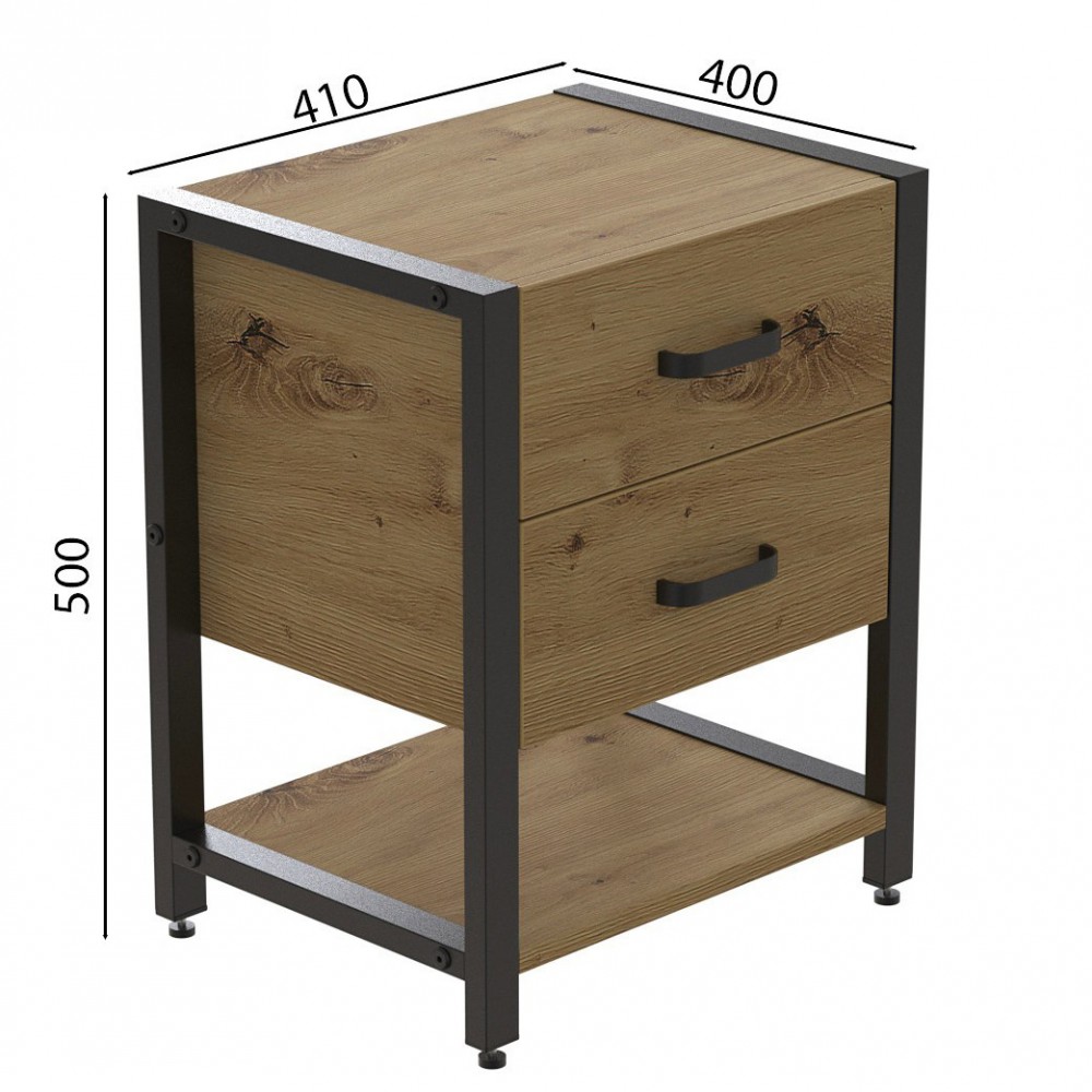 Универсальная тумба Ferrum-decor Vivien 2/1 50x41x40 черная ДСП Дуб Артизан 16 мм (FRD-106836)