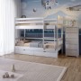 Двоярусне дитяче ліжко Mebigrand Бай-Бай Білий RAL9003 90х200 см з ящиками (MBG-15453)
