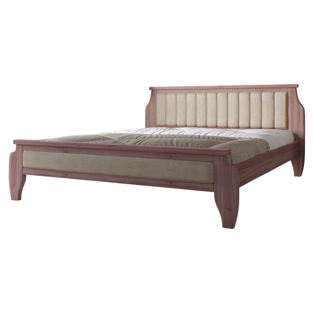 Полуторне дерев'яне ліжко Mebigrand Ліон М1 Горіх лісовий/Аляска 23 (Бежевий) 120х200 см (MBG-23501)