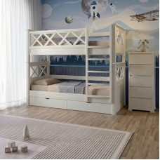 Двоярусне дитяче ліжко Mebigrand Мальта Айворі (S0505Y30R) 80х200 см з ящиками (MBG-2295)