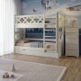 Двухъярусная детская кровать Mebigrand Мальта Айвори (S0505Y30R) 80х200 см с ящиками (MBG-2295)