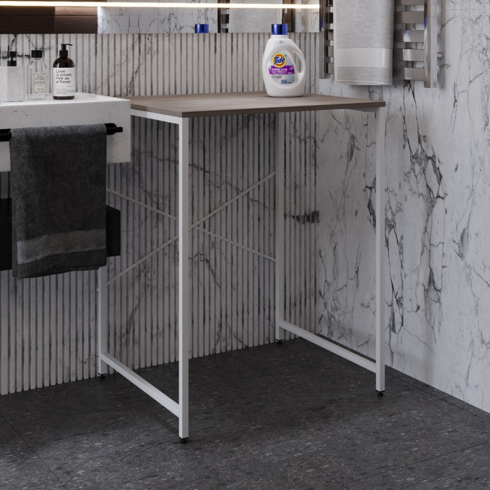 Стелаж-полиця Бафрум 401 Ferrum-decor для пральної машини 90x70,5x60,5 Білий метал ДСП Дуб Кремона Канолло 16 мм (FRD-107578)