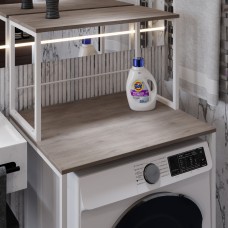 Стеллаж полка Бафрум 402 Ferrum-decor для стиральной машины 133,5x70,5x60,5 Белый металл ДСП Дуб Кремона Канолло 16 мм (FRD-107588)