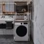 Стеллаж полка Бафрум 404 Ferrum-decor для стиральной машины 178x70,5x60,5 Белый металл ДСП Дуб Кремона Канолло 16 мм (FRD-107608)