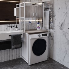 Стелаж-полиця Бафрум 404 Ferrum-decor для пральної машини 178x70,5x60,5 Білий метал ДСП Дуб Кремона Канолло 16 мм (FRD-107608)