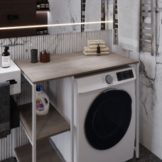 Стелаж-полиця Бафрум 405 Ferrum-decor для пральної машини 90x101x60,5 Білий метал ДСП Дуб Кремона Канолло 16 мм (FRD-107618)
