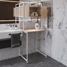Стелаж-полиця Бафрум 404 Ferrum-decor для пральної машини 178x70,5x60,5 Білий метал ДСП Дуб Сонома 16 мм (FRD-107388)