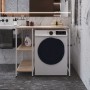 Стелаж-полиця Бафрум 405 Ferrum-decor для пральної машини 90x101x60,5 Білий метал ДСП Дуб Сонома 16 мм (FRD-107398)