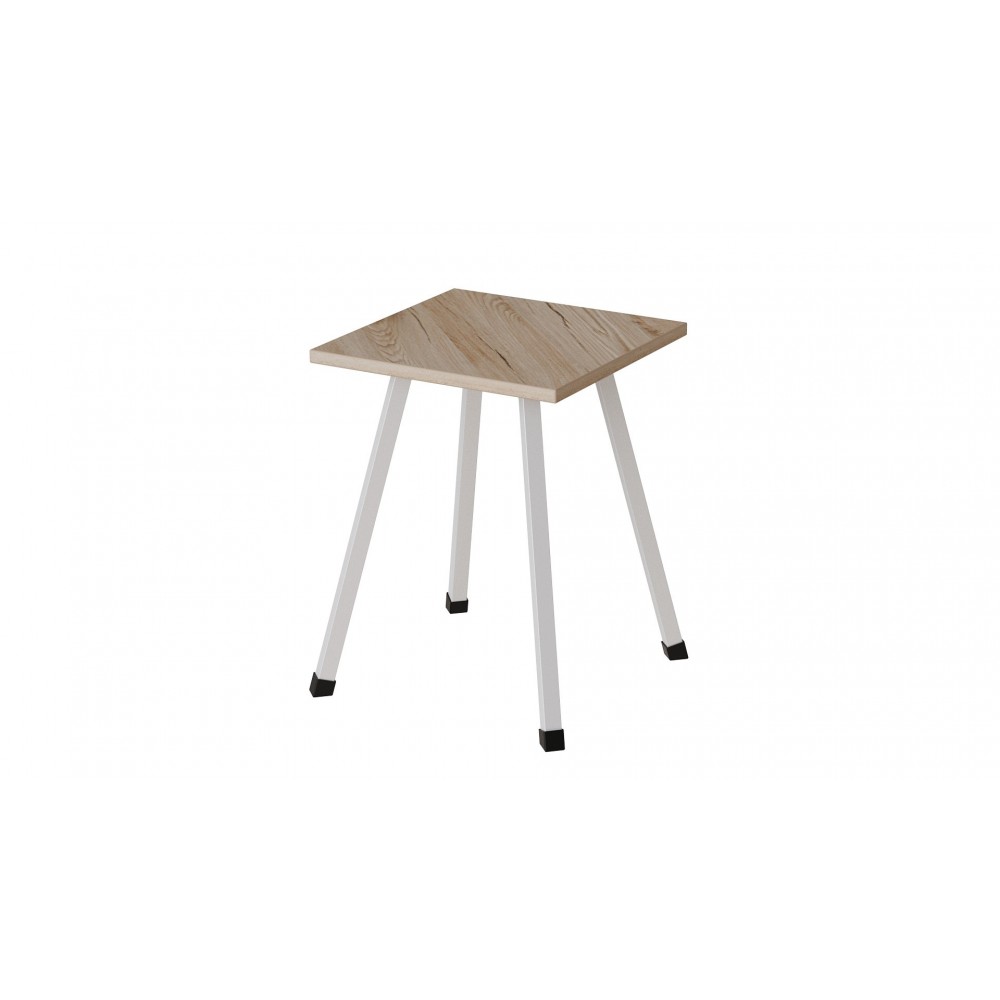 Табурет Ferrum-decor 430x320x320 Білий метал ДСП Дуб Сан-Марино 16 мм (FRD-106918)