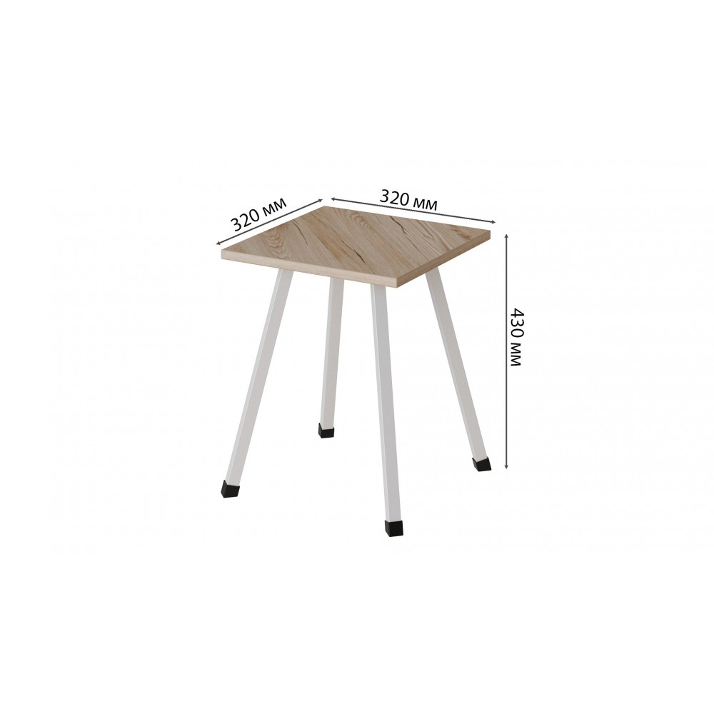 Табурет Ferrum-decor 430x320x320 Білий метал ДСП Дуб Сан-Марино 16 мм (FRD-106918)