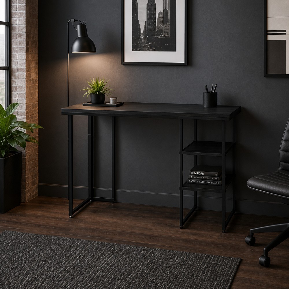 Стол письменный Кевин Ferrum-decor 75x120x70 Черный металл ДСП Каштан Арвадонна 32 мм (FRD-108108)
