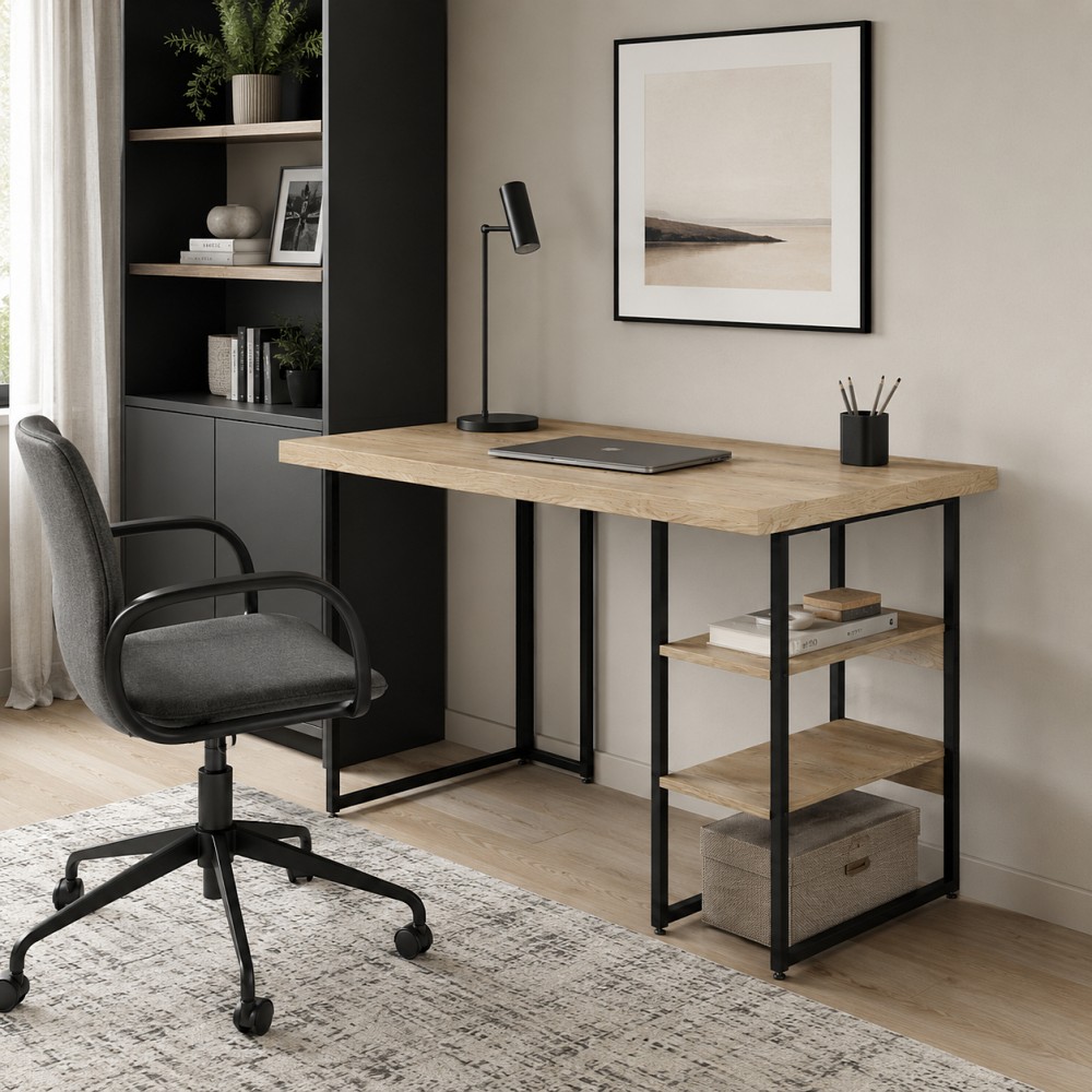 Стол письменный Кевин Ferrum-decor 75x140x60 Черный металл ДСП Дуб Кремона Торро 32 мм (FRD-108168)