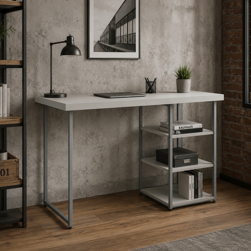 Стол письменный Кевин Ferrum-decor 75x120x60 Серый металл ДСП Кашемир 32 мм (FRD-108128)