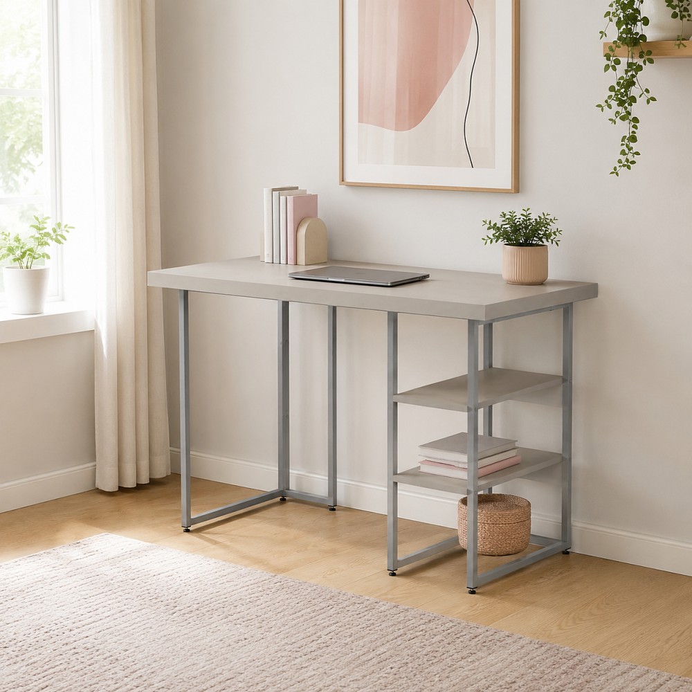 Стол письменный Кевин Ferrum-decor 75x120x60 Серый металл ДСП Кашемир 32 мм (FRD-108128)