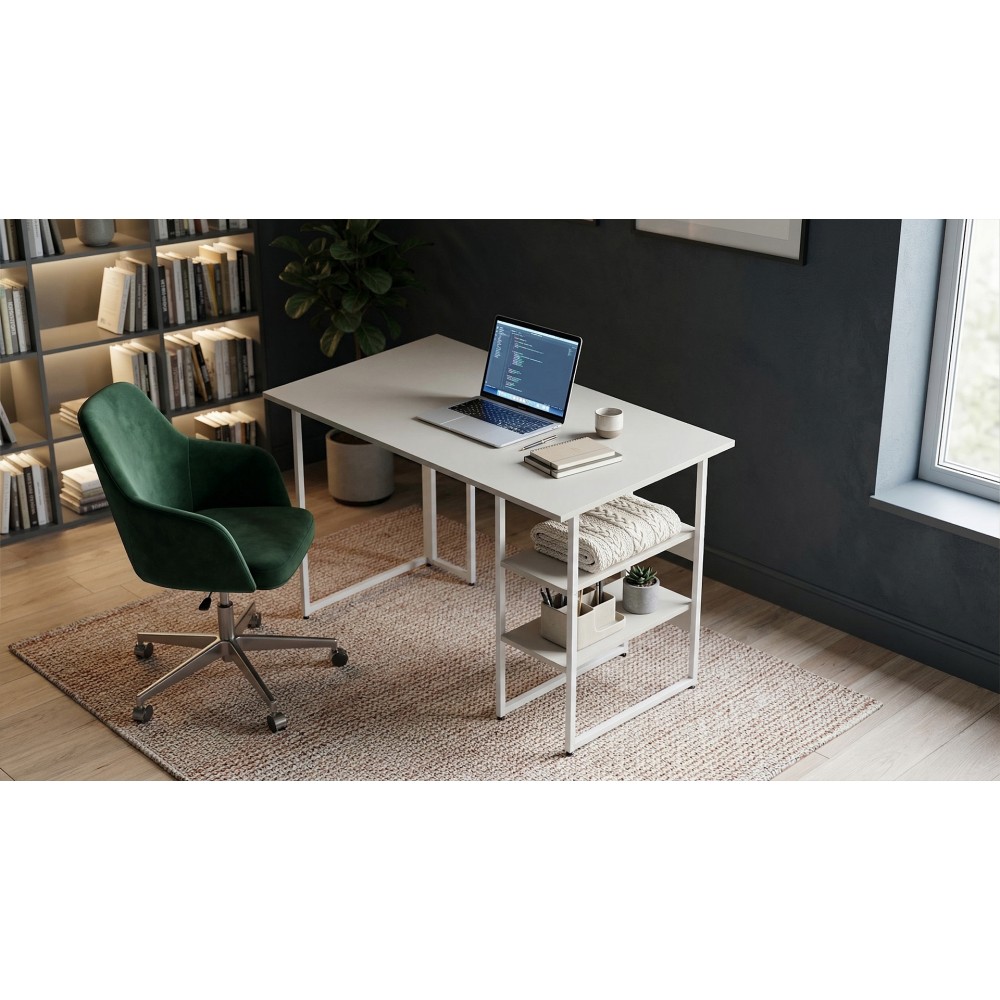 Стол письменный Кевин Ferrum-decor 75x140x70 Белый металл ДСП Кашемир 16 мм (FRD-108148)