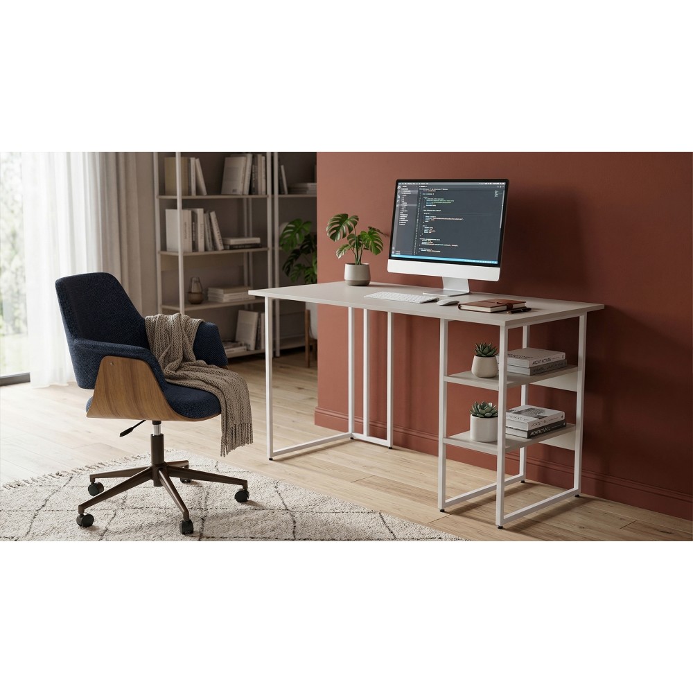 Стол письменный Кевин Ferrum-decor 75x140x70 Белый металл ДСП Кашемир 16 мм (FRD-108148)