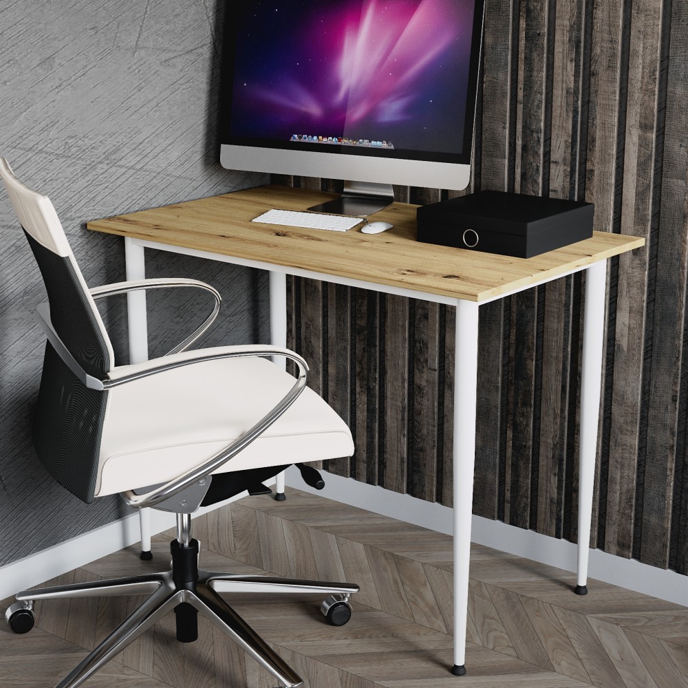 Стол универсальный Prime Ferrum-decor 750x1200x700 Белый металл ДСП Дуб Артизан 16 мм (FRD-107728)