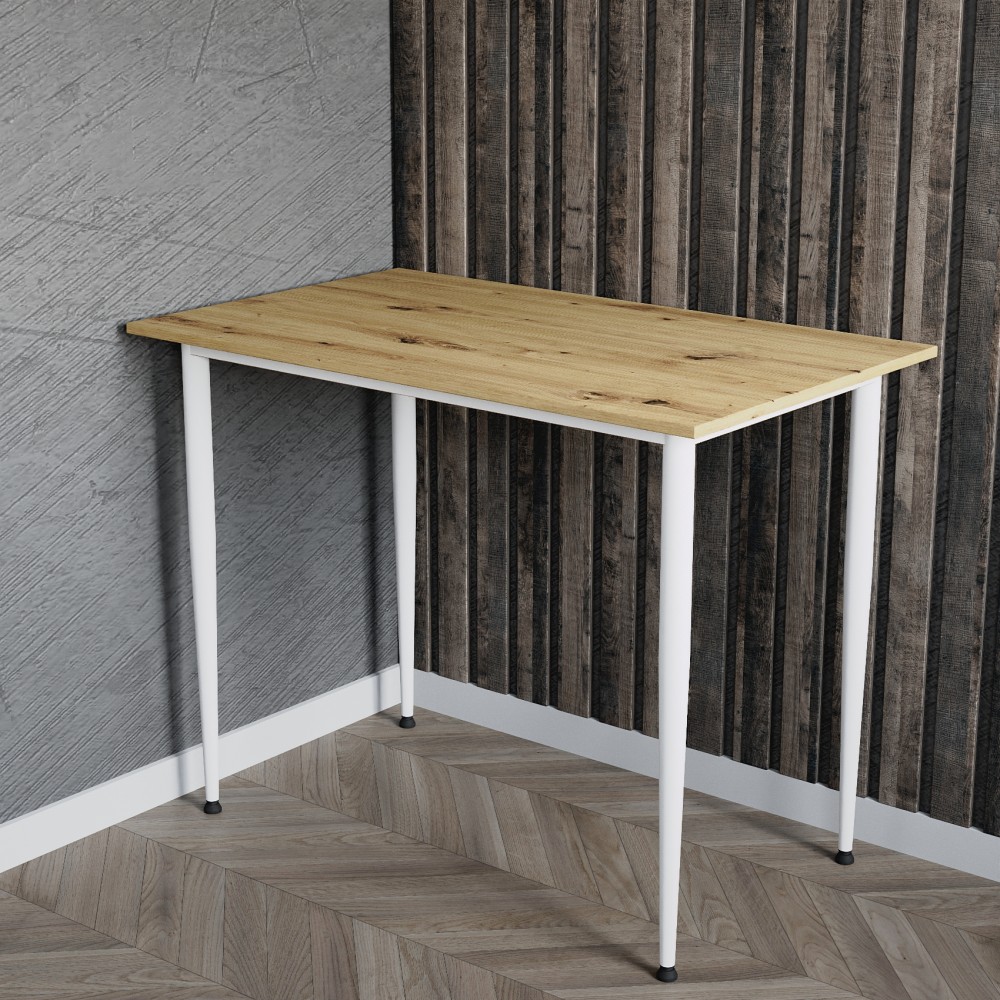 Стол универсальный Prime Ferrum-decor 750x1200x700 Белый металл ДСП Дуб Артизан 16 мм (FRD-107728)