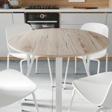 Круглий стіл MARSI 4 870-4 ніжки конусні Ferrum-decor 750x870x870 Білий метал ДСП Дуб Сан-Марино 16 мм (FRD-107438)