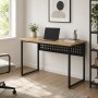 Стол письменный Майк Ferrum-decor 75x140x70 Черный металл ДСП Дуб Евок Прибрежный 32 мм (FRD-108258)