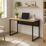 Стол письменный Майк Ferrum-decor 75x100x60 Черный металл ДСП Дуб Евок Прибрежный 32 мм (FRD-108228)