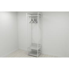 Шафа Гардероб Уні секція 1 серії Конект Ferrum-decor 220x60x50 см Білий метал ДСП Бетон 32 мм (FRD-106878)