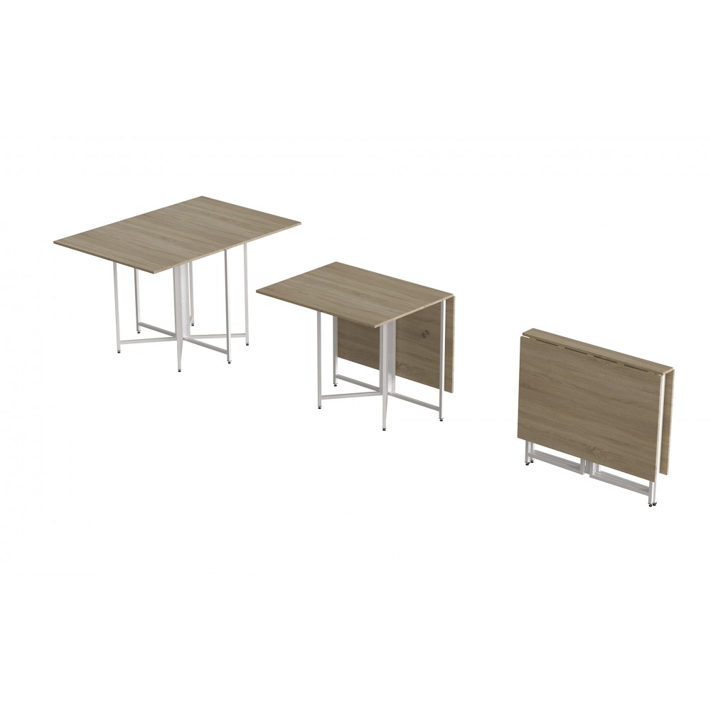 Розкладний стіл-трансформер книжка Моріс 3 Ferrum-decor 75x130x90 Білий метал ДСП Дуб Сонома 16 мм (FRD-107418)