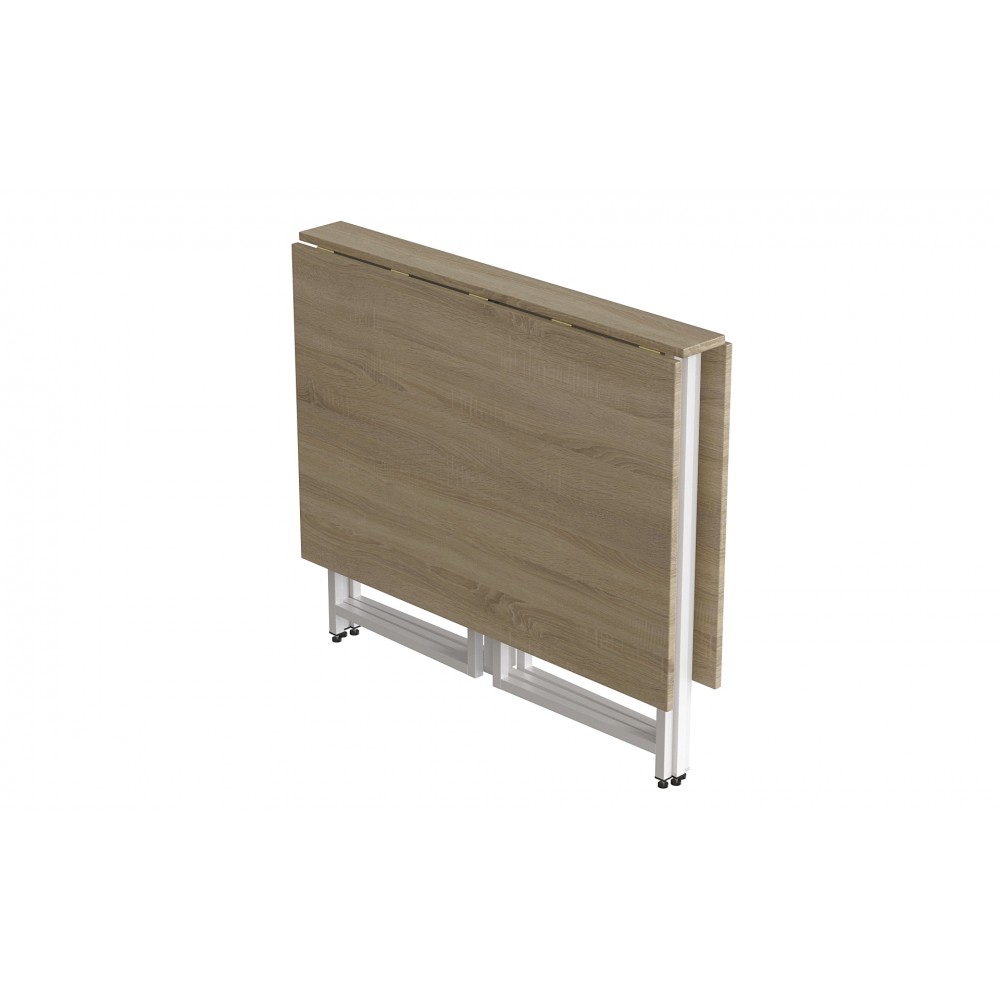 Розкладний стіл-трансформер книжка Моріс 3 Ferrum-decor 75x130x90 Білий метал ДСП Дуб Сонома 16 мм (FRD-107418)