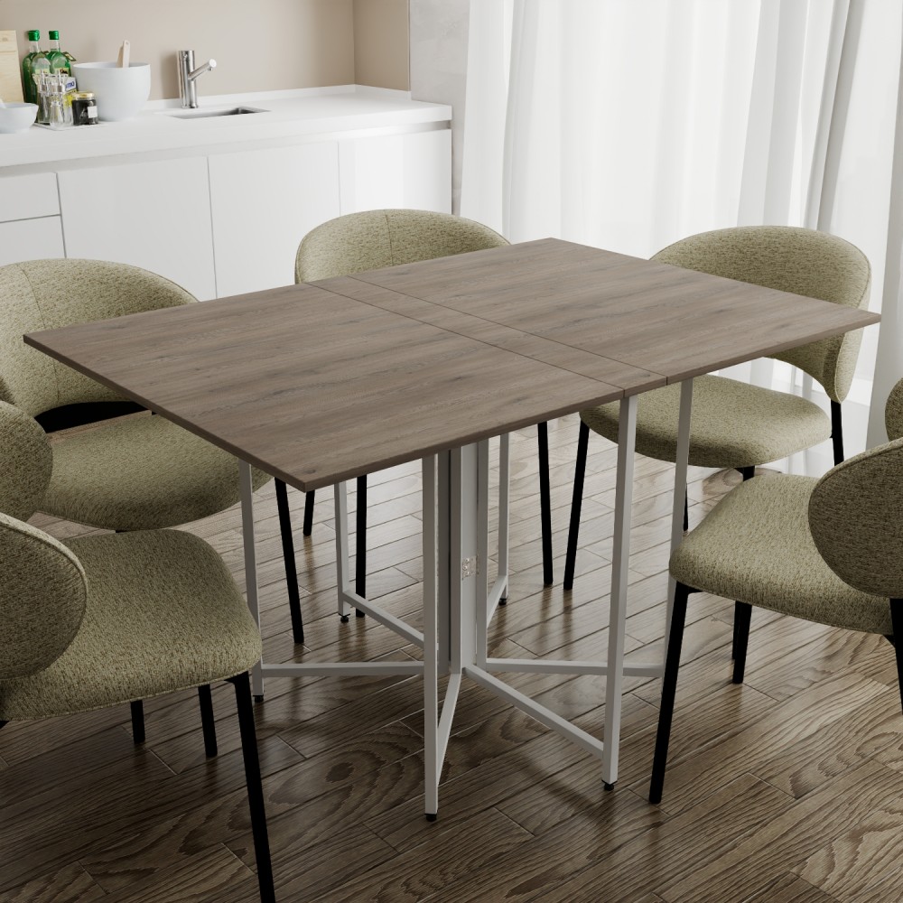 Розкладний стіл-трансформер книжка Моріс 3 Ferrum-decor 75x130x90 Білий метал ДСП Дуб Кремона Канолло 16 мм (FRD-107508)