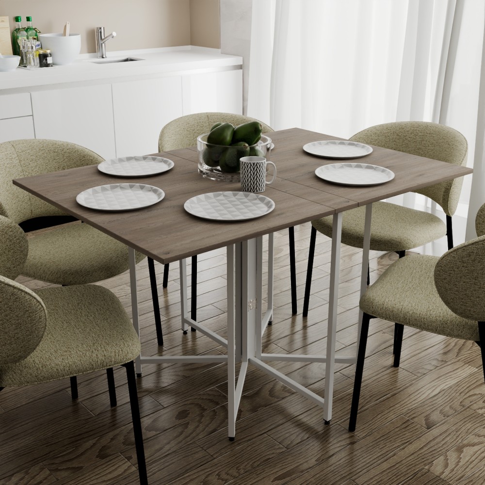 Розкладний стіл-трансформер книжка Моріс 3 Ferrum-decor 75x130x90 Білий метал ДСП Дуб Кремона Канолло 16 мм (FRD-107508)