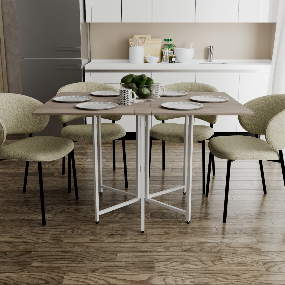 Розкладний стіл-трансформер книжка Моріс 3 Ferrum-decor 75x130x90 Білий метал ДСП Дуб Кремона Канолло 16 мм (FRD-107508)
