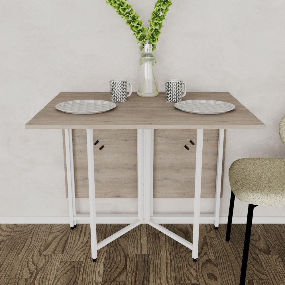 Розкладний стіл-трансформер книжка Моріс 3 Ferrum-decor 75x130x90 Білий метал ДСП Дуб Кремона Канолло 16 мм (FRD-107508)