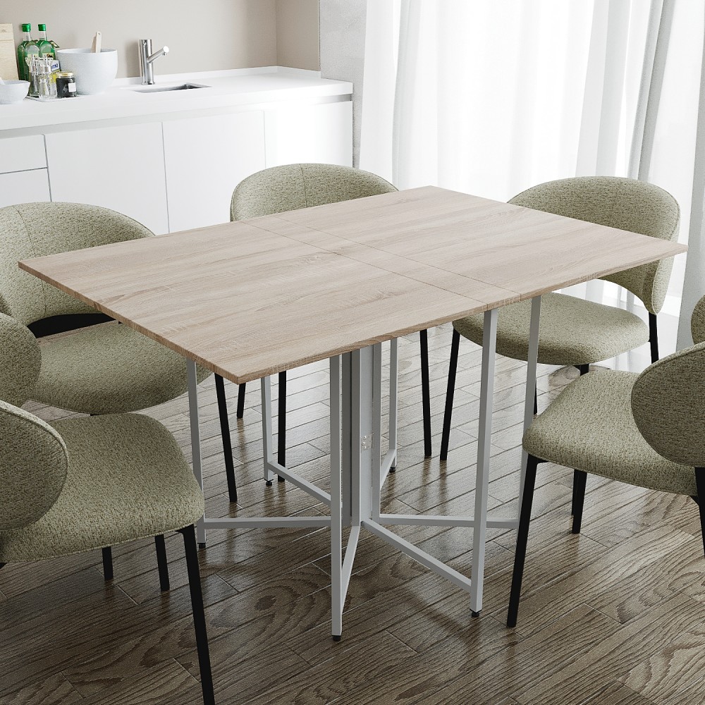 Розкладний стіл-трансформер книжка Моріс 3 Ferrum-decor 75x130x90 Білий метал ДСП Дуб Сонома 16 мм (FRD-107418)