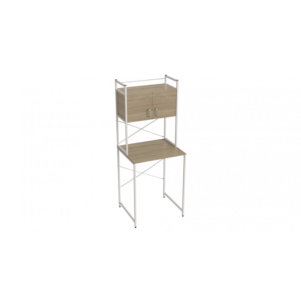 Стелаж-полиця Бафрум 404 Ferrum-decor для пральної машини 178x70,5x60,5 Білий метал ДСП Дуб Сонома 16 мм (FRD-107388)