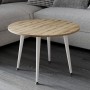 Стол журнальный круглый OPTIMA 2 ноги на конус Ferrum-decor 450x670x670 Белый металл ДСП Дуб Евок Прибрежный 16 мм (FRD-107548)
