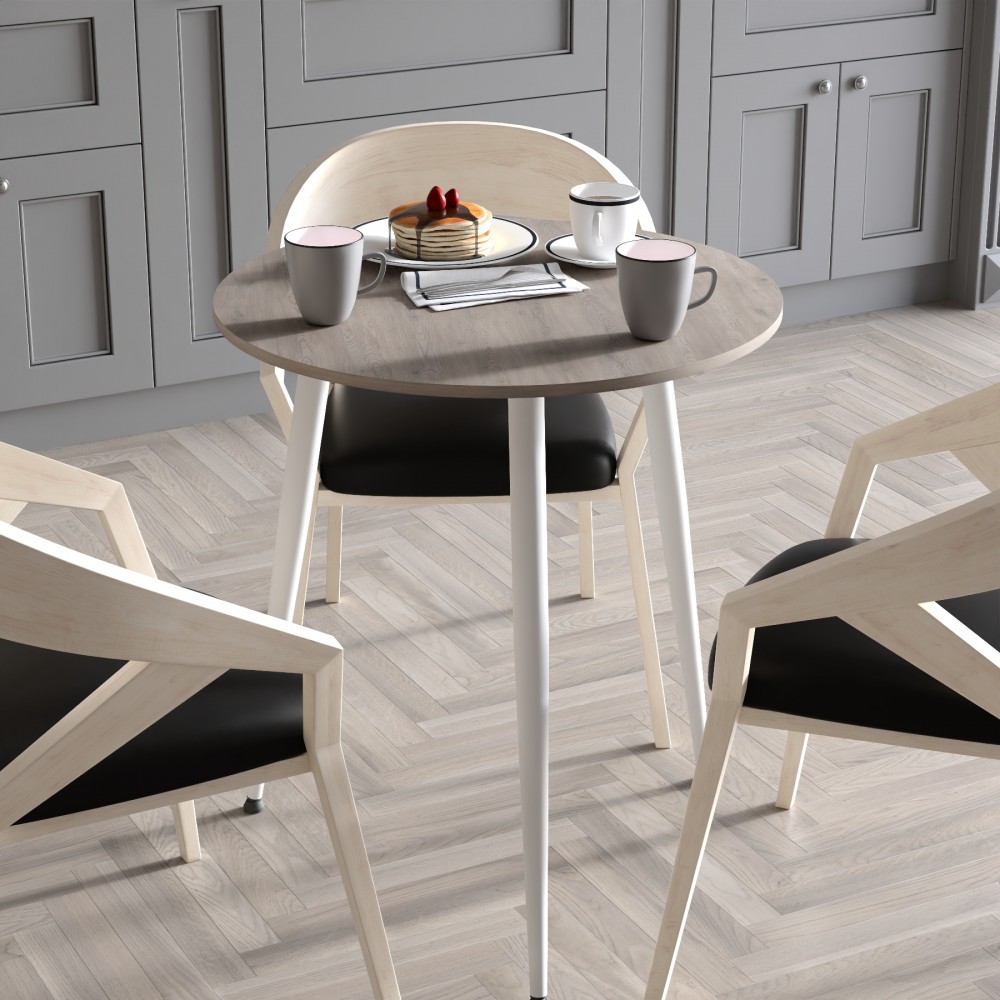 Стол круглый OPTIMA 3 ноги на конус Ferrum-decor 750x670x670 Белый металл ДСП Дуб Кремона Канолло 16 мм (FRD-107558)