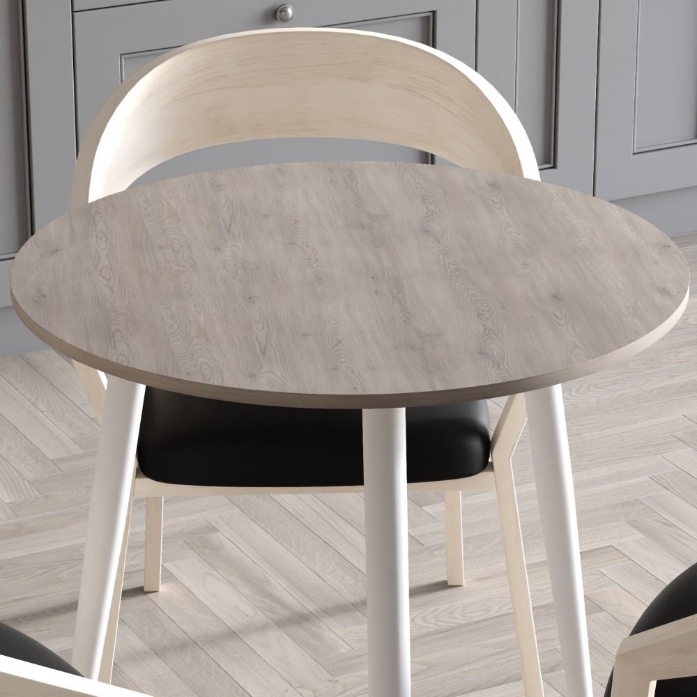 Стол круглый OPTIMA 3 ноги на конус Ferrum-decor 750x670x670 Белый металл ДСП Дуб Кремона Канолло 16 мм (FRD-107558)