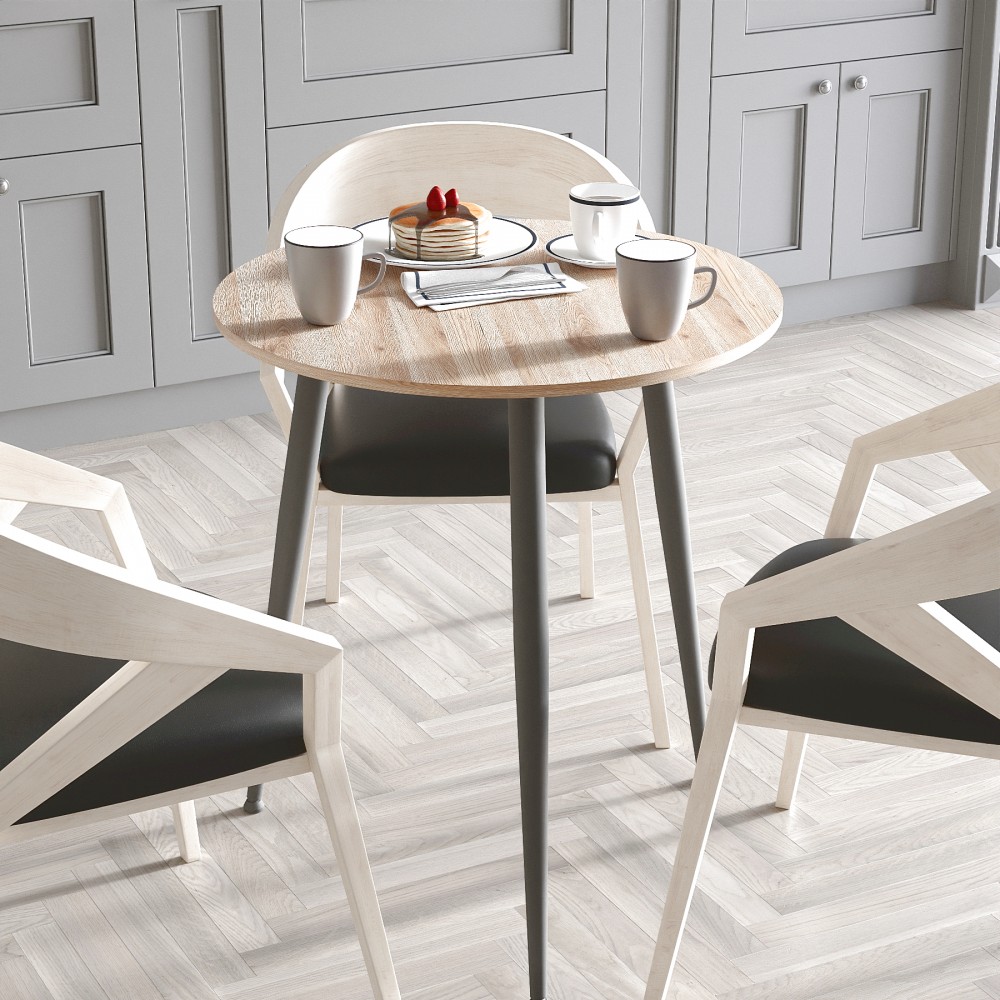 Круглий стіл OPTIMA 3 ніжки конусні Ferrum-decor 750x670x670 Білий метал ДСП Дуб Сан-Марино 16 мм (FRD-107448)