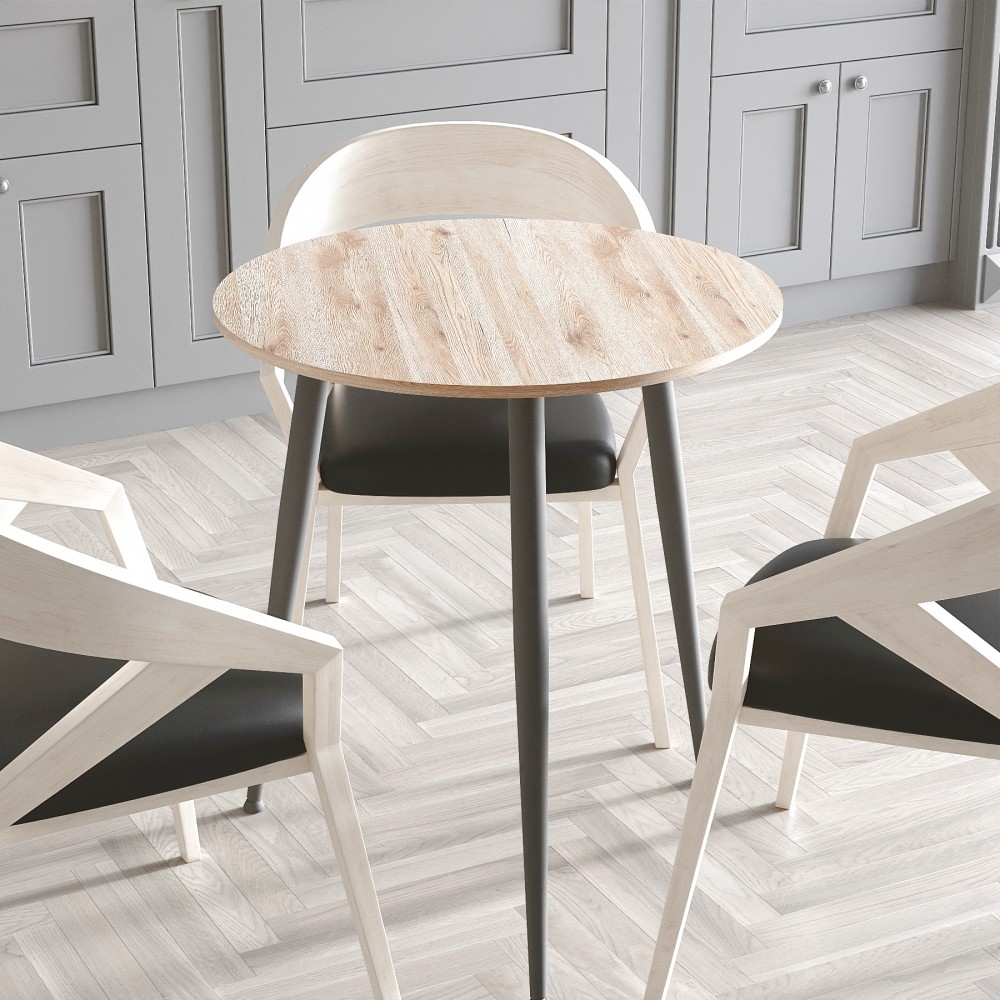 Круглий стіл OPTIMA 3 ніжки конусні Ferrum-decor 750x670x670 Білий метал ДСП Дуб Сан-Марино 16 мм (FRD-107448)