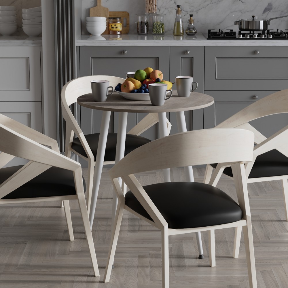 Стол круглый OPTIMA 4 ноги на конус Ferrum-decor 750x670x670 Белый металл ДСП Дуб Кремона Канолло 16 мм (FRD-107568)