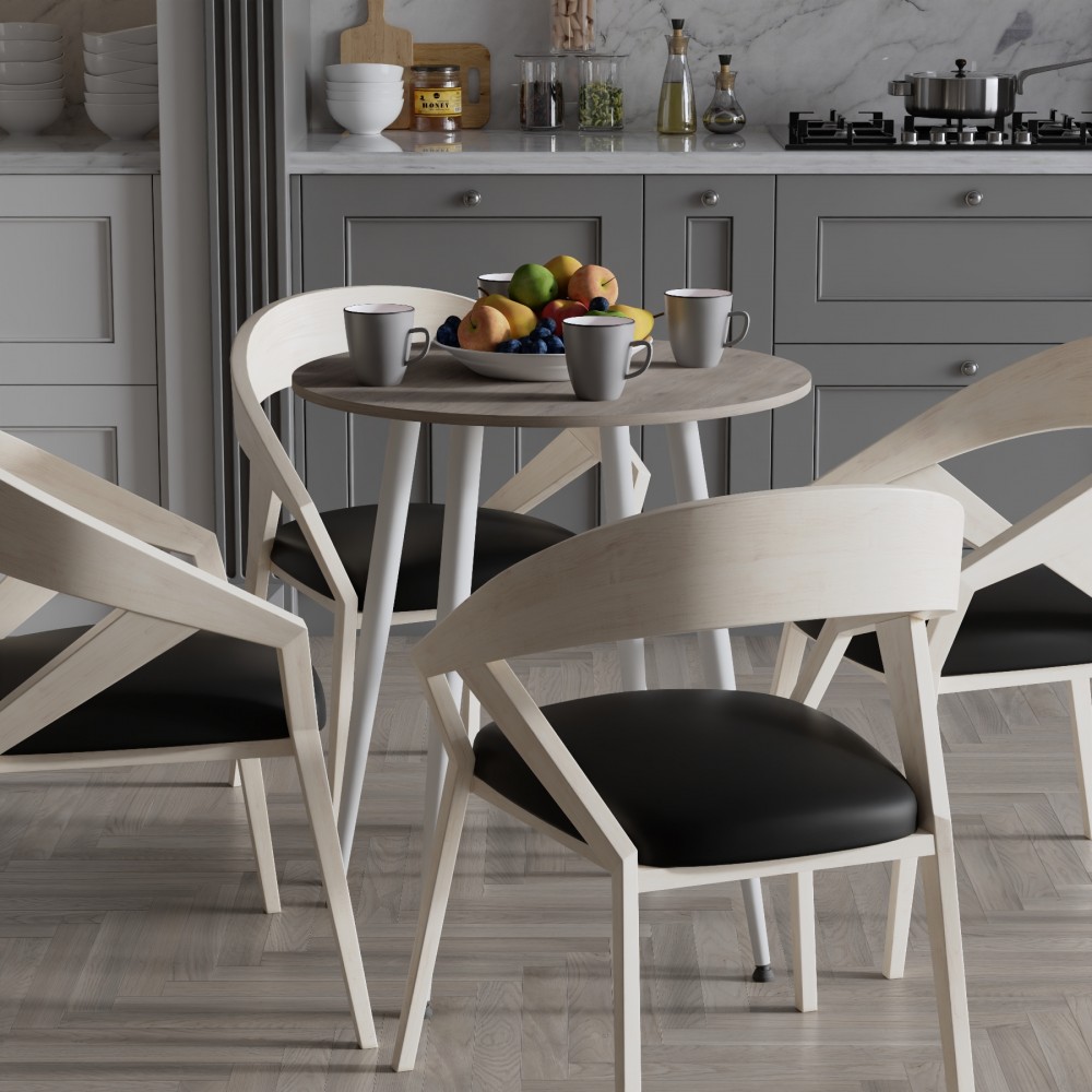 Стол круглый OPTIMA 4 ноги на конус Ferrum-decor 750x670x670 Белый металл ДСП Дуб Кремона Канолло 16 мм (FRD-107568)