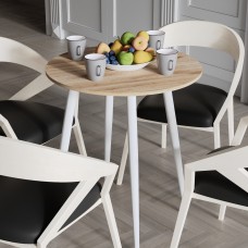 Круглий стіл OPTIMA 4 ніжки конусні Ferrum-decor 750x670x670 Білий метал ДСП Дуб Сан-Марино 16 мм (FRD-107458)