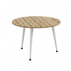 Журнальний круглий стіл OPTIMA 1 ніжки конусні Ferrum-decor 450x670x670 Білий метал ДСП Дуб Евок Прибережний 16 мм (FRD-107538)