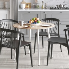 Круглий стіл OPTIMA 5 ніжки конусні Ferrum-decor 750x900x900 Білий метал ДСП Дуб Сан-Марино 16 мм (FRD-107488)