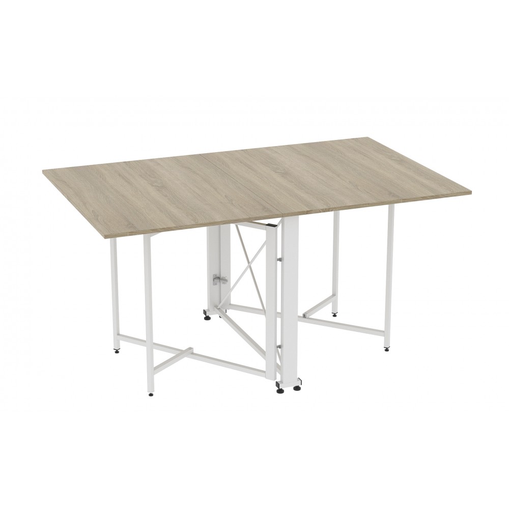 Обідній стіл трансформер книжка Оріон Pro Ferrum-decor 75x152x90 Білий метал ДСП Дуб Сонома 16 мм (FRD-107408)