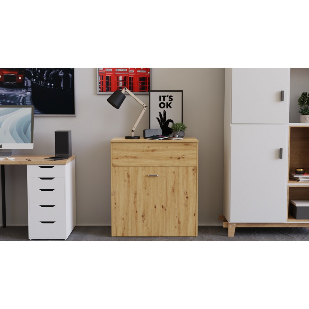 Ліжко трансформер комод ASCET 3 Ferrum-decor 920x2000x700 Чорний метал ДСП Дуб Артизан 16 мм (FRD-107338)