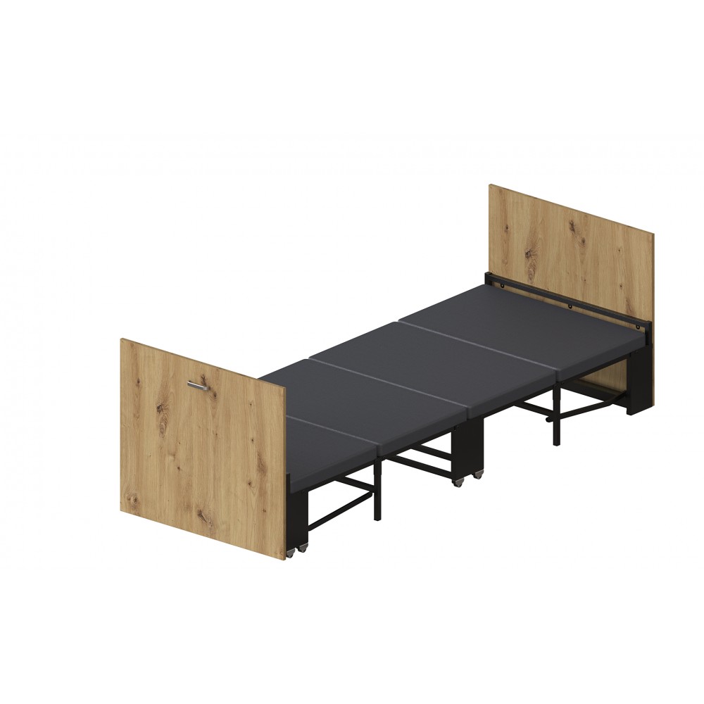 Кровать трансформер ASCET 1 Ferrum-decor 650x2000x700 Черный металл ДСП Дуб Артизан 16 мм (FRD-107328)