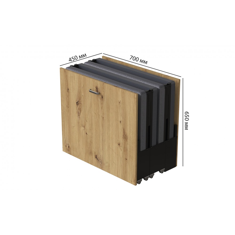 Кровать трансформер ASCET 1 Ferrum-decor 650x2000x700 Черный металл ДСП Дуб Артизан 16 мм (FRD-107328)