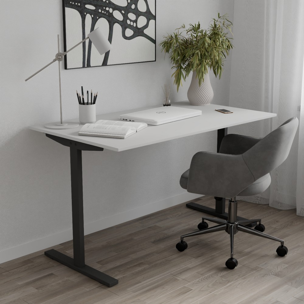 Стол письменный Space Ferrum-decor 750x1400x700 Черный металл ДСП Белый 16 мм (FRD-107988)