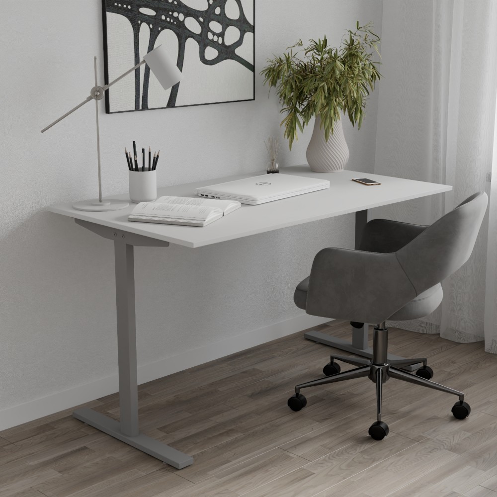 Стол письменный Space Ferrum-decor 750x1400x700 Серый металл ДСП Белый 16 мм (FRD-107998)